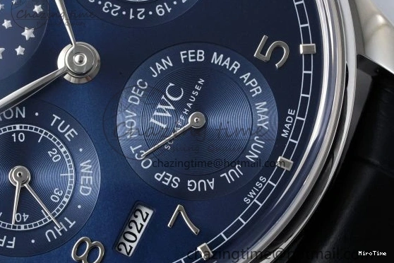 MIROTIME 0323 Bold Portugieser Perpetual Calendar SS 5033 APSF 1:1 Best Edition Blue Dial on Black Leather Strap A52610 Clone 7041